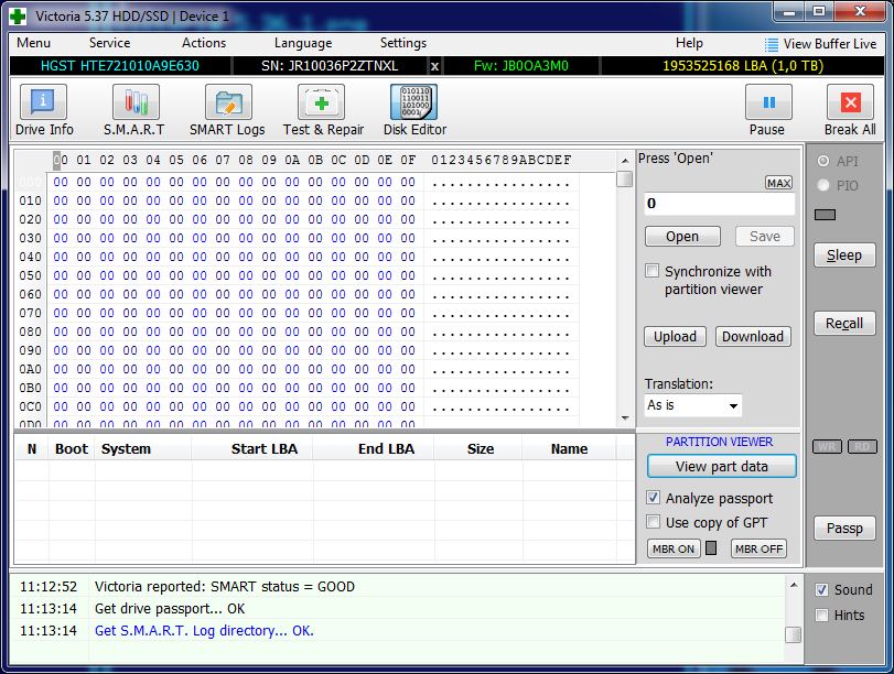 Victoria 5.37 HDD/SSD - Disk Editor